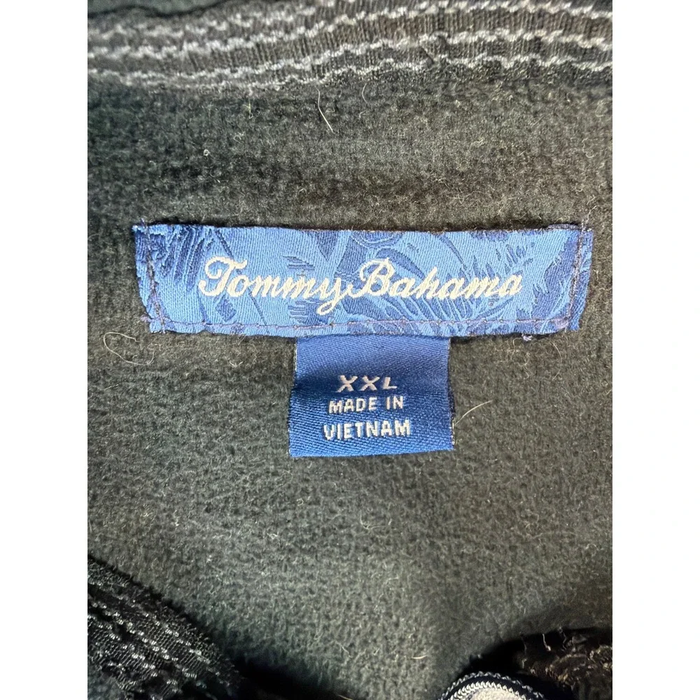 Tommy‎ Bahama Pullover Mens XXL Black Gray Colorblock Quarter Zip Fleece Comfort